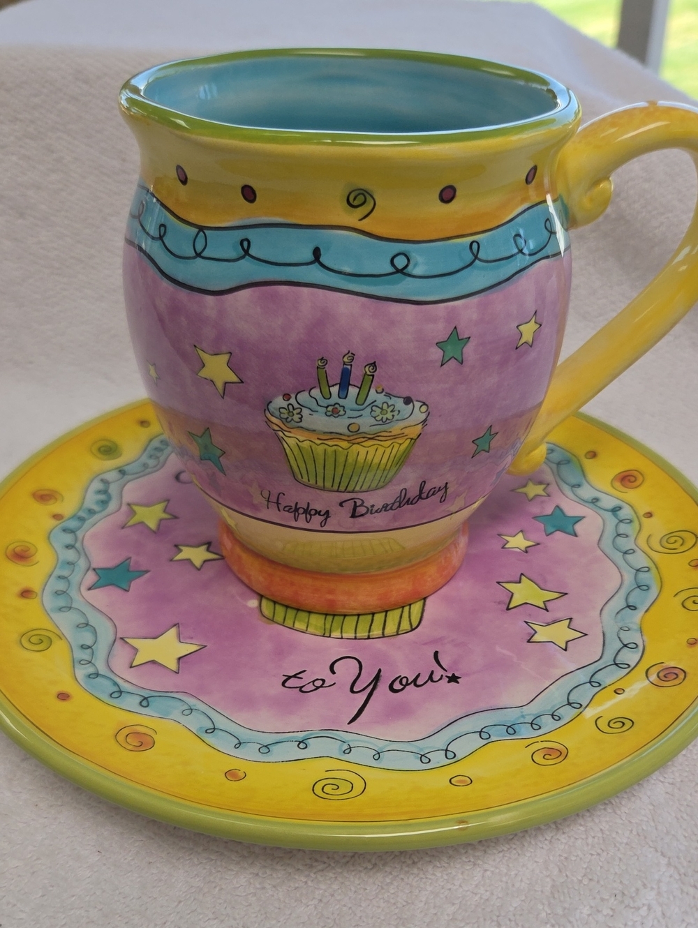 Certified International Happy Birthday Cup and Plate Set
